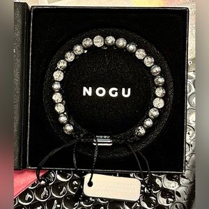🩶🖤 NOGU Silver Chrome x White Glitter Glass Double Macrame Bracelet 🖤🩶